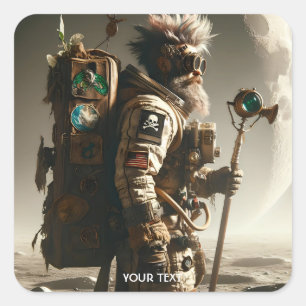Fantasy Niedlich Moon Punk Astronaut Quadratischer Aufkleber