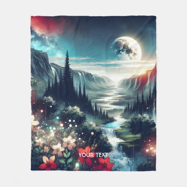 Fantasy Niedlich Moon River Blume Fleecedecke (Vorderseite)