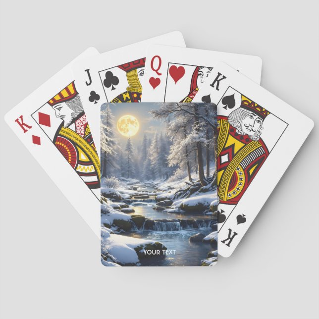 Fantasy Niedlich Moon Winterwald Spielkarten (Rückseite)