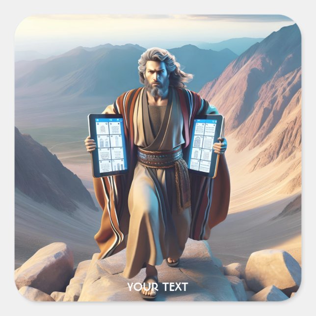 Fantasy Niedlich Moses Zehn Gebote Quadratischer Aufkleber (Vorderseite)
