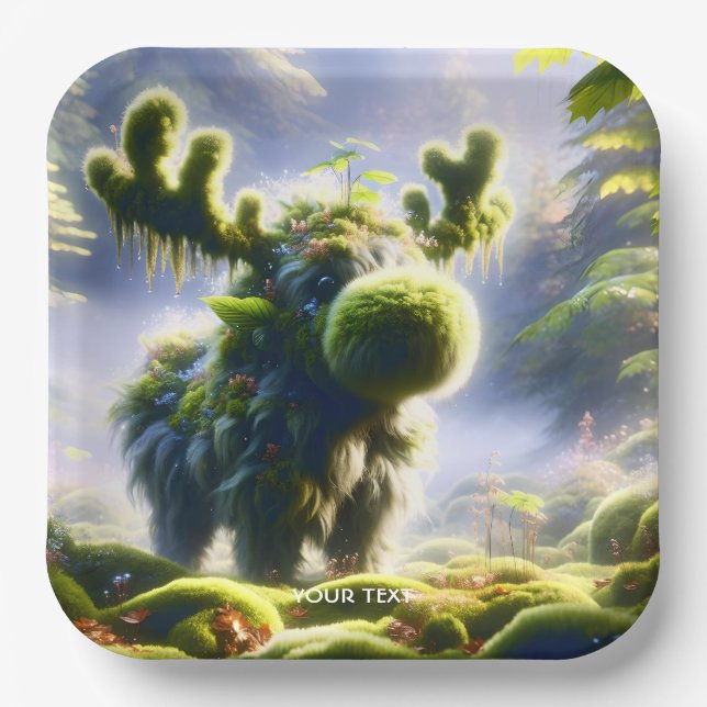 Fantasy Niedlich Moss Moose Forest Pappteller (Vorderseite)