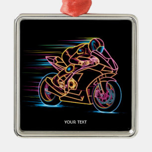Fantasy Niedlich Motorrad Rennen Nacht Ornament Aus Metall