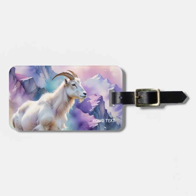 Fantasy Niedlich Mountain Goat Meadow Wiese Gepäckanhänger (Vorderseite horizontal)