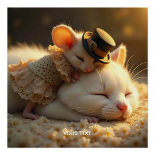 Fantasy Niedlich Mouse Cat Liebe Poster