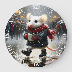 Fantasy Niedlich Mouse Kaffee Coffee Große Wanduhr