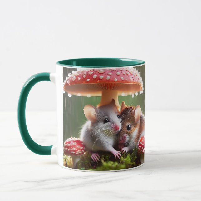 Fantasy Niedlich Mouse Mushroom Rain Tasse (Links)
