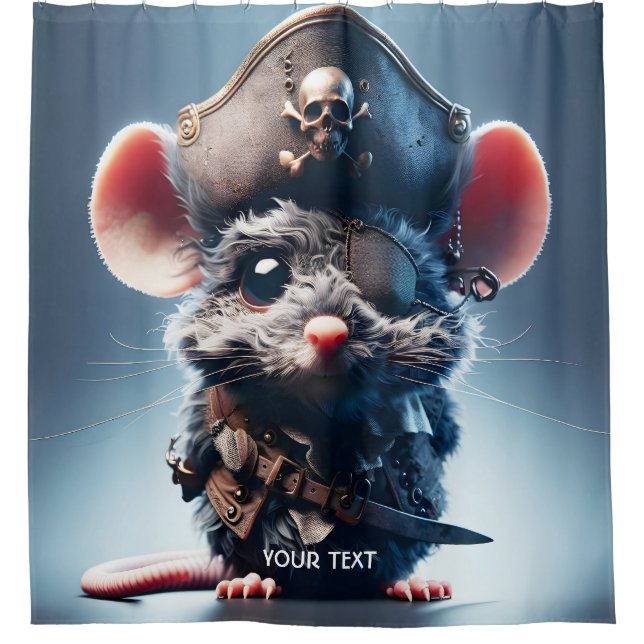 Fantasy Niedlich Mouse Pirate Hat Duschvorhang (Vorderseite)
