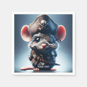 Fantasy Niedlich Mouse Pirate Hat Serviette