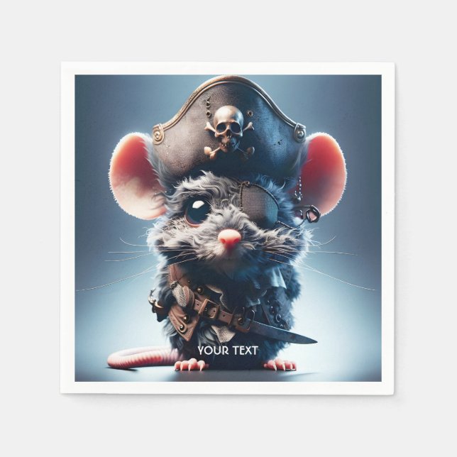 Fantasy Niedlich Mouse Pirate Hat Serviette (Vorderseite)