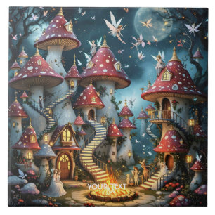 Fantasy Niedlich Mushroom Forest Realm Fliese