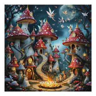 Fantasy Niedlich Mushroom Forest Realm Poster