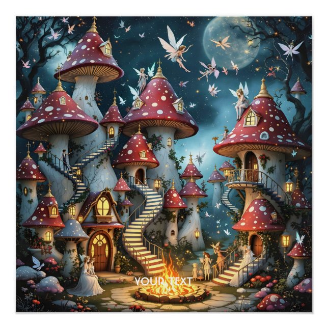 Fantasy Niedlich Mushroom Forest Realm Poster (Vorderseite)