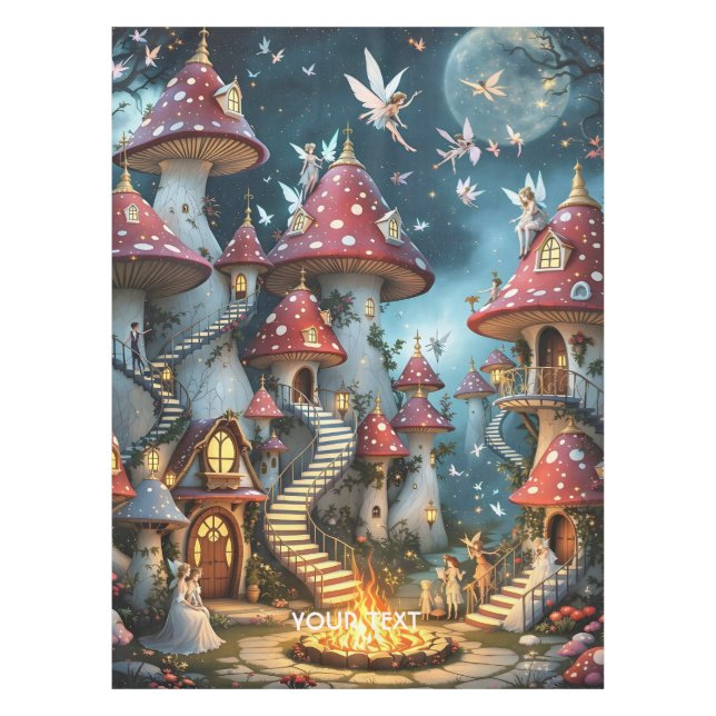 Fantasy Niedlich Mushroom Forest Realm Tischdecke (Vorderseite)