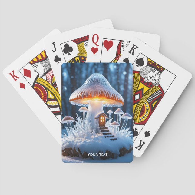 Fantasy Niedlich Mushroom House Ice Spielkarten (Rückseite)