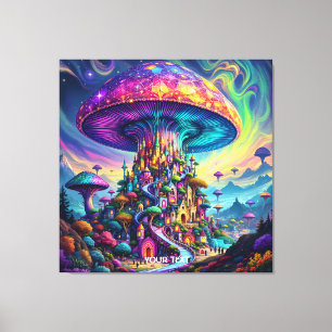 Fantasy Niedlich Mushroom Rainbow Skies Leinwanddruck