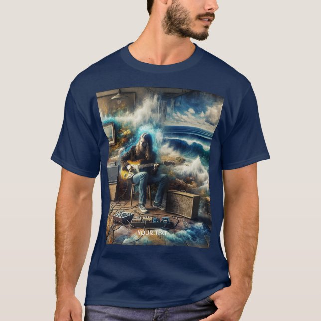 Fantasy Niedlich Music Gitarre Ozean T-Shirt (Vorderseite)