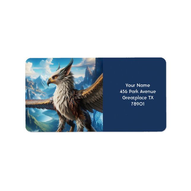 Fantasy Niedlich Myth Bird Mountains Adressaufkleber (Vorne)