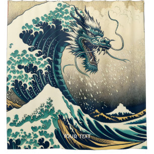 Fantasy Niedlich Mythischer japanischer Drache Duschvorhang