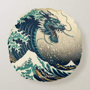 Fantasy Niedlich Mythischer japanischer Drache Rundes Kissen