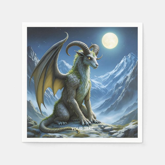 Fantasy Niedlich Mythischer Ram Dragon Serviette (Vorderseite)