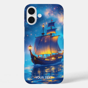 Fantasy Niedlich Night Boat Sea iPhone 16 Plus Hülle