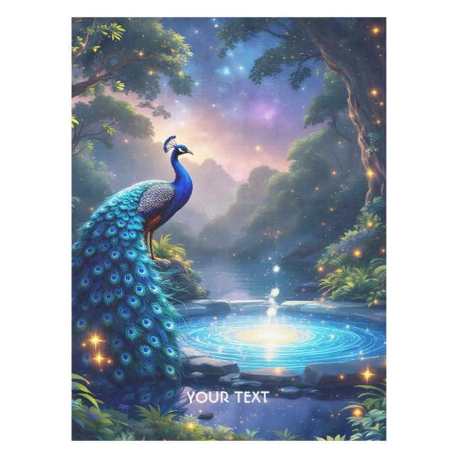 Fantasy Niedlich Night Puddle Peacock Tischdecke (Vorderseite)