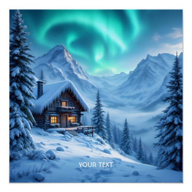 Fantasy Niedlich North Winterhütte Poster (Vorderseite)