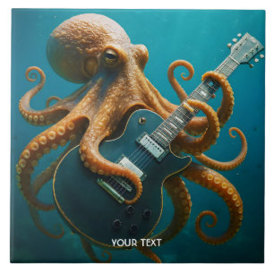 Fantasy Niedlich Octopus Gitarre spielen Fliese