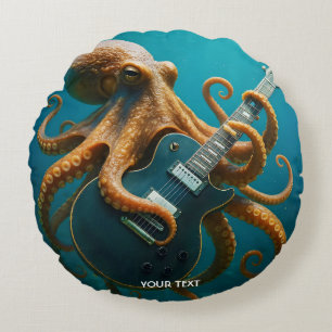 Fantasy Niedlich Octopus Gitarre spielen Rundes Kissen