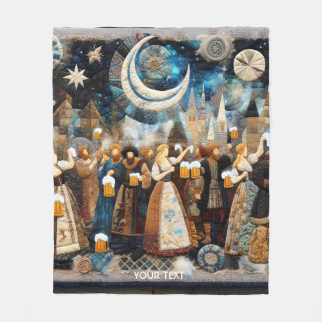 Fantasy Niedlich Oktober Fabric Collage Fleecedecke (Vorderseite)