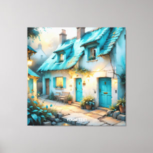 Fantasy Niedlich Old Blue House Leinwanddruck
