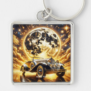Fantasy Niedlich Old Car Moon Schlüsselanhänger