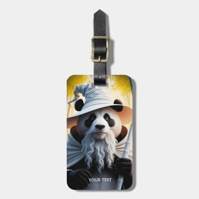 Fantasy Niedlich Old Panda Wizard Gepäckanhänger (Vorderseite vertikal)