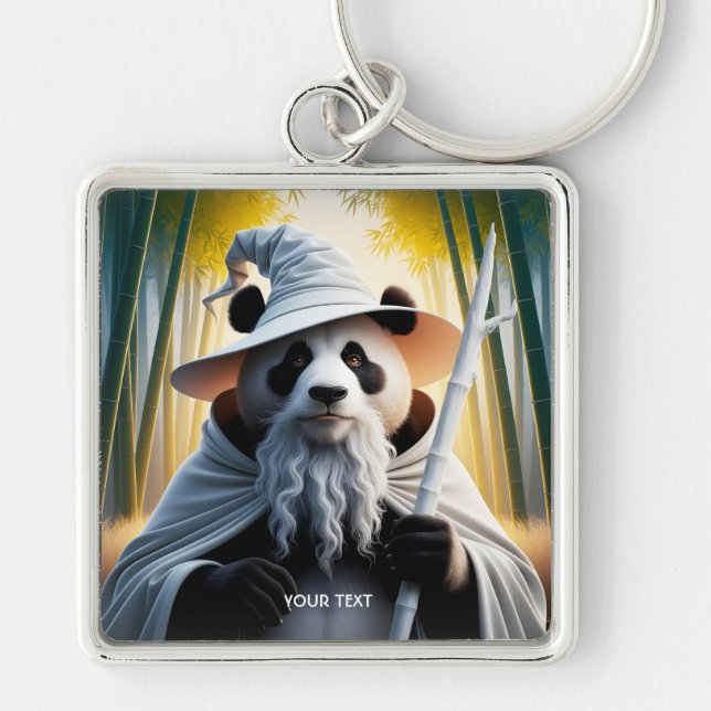 Fantasy Niedlich Old Panda Wizard Schlüsselanhänger (Vorne)
