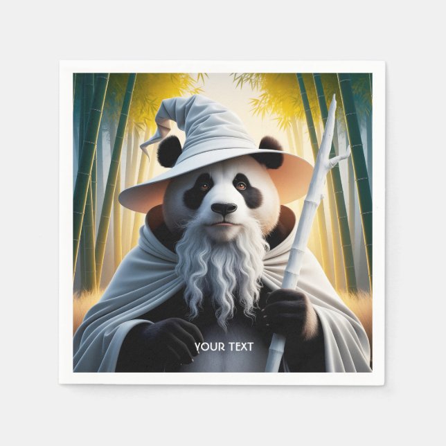 Fantasy Niedlich Old Panda Wizard Serviette (Vorderseite)