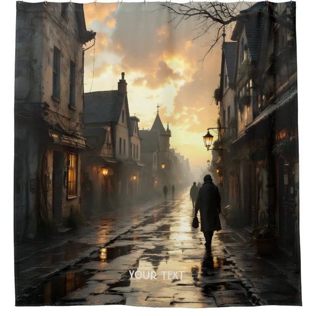 Fantasy Niedlich Old Slippery Street Duschvorhang (Vorderseite)