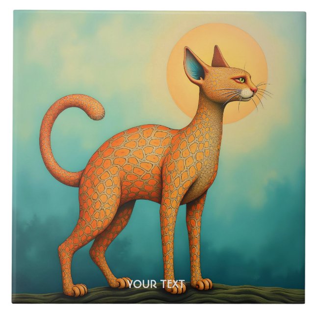 Fantasy Niedlich Orange Abstrakt Chat Fliese (Vorderseite)