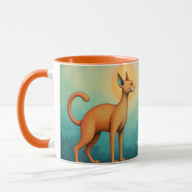 Fantasy Niedlich Orange Abstrakt Chat Tasse (Links)