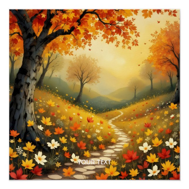 Fantasy Niedlich Orange Fall Forest Poster (Vorderseite)