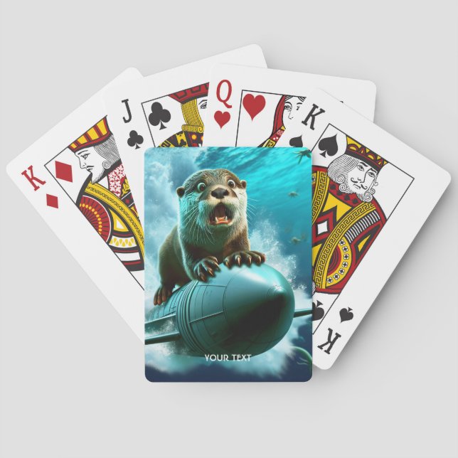 Fantasy Niedlich Otter Torpedo Sea Spielkarten (Rückseite)