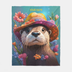 Fantasy Niedlich Otter Vivid Blume Fleecedecke