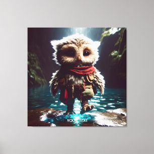 Fantasy Niedlich Owl Adventurer Wasser Leinwanddruck