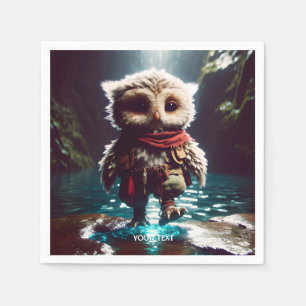 Fantasy Niedlich Owl Adventurer Wasser Serviette