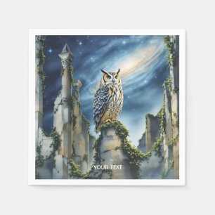 Fantasy Niedlich Owl Alte Ruinen Serviette