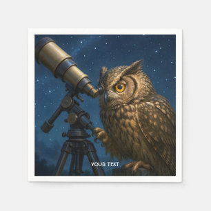 Fantasy Niedlich Owl Telescope Night Serviette