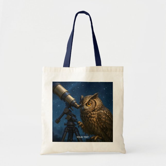 Fantasy Niedlich Owl Telescope Night Tragetasche (Vorne)