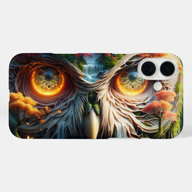 Fantasy Niedlich Owl Wasserfall Bäume iPhone 16 Plus Hülle (Rückseite (Horizontal))