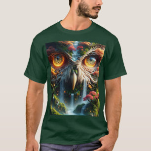 Fantasy Niedlich Owl Wasserfall Bäume T-Shirt