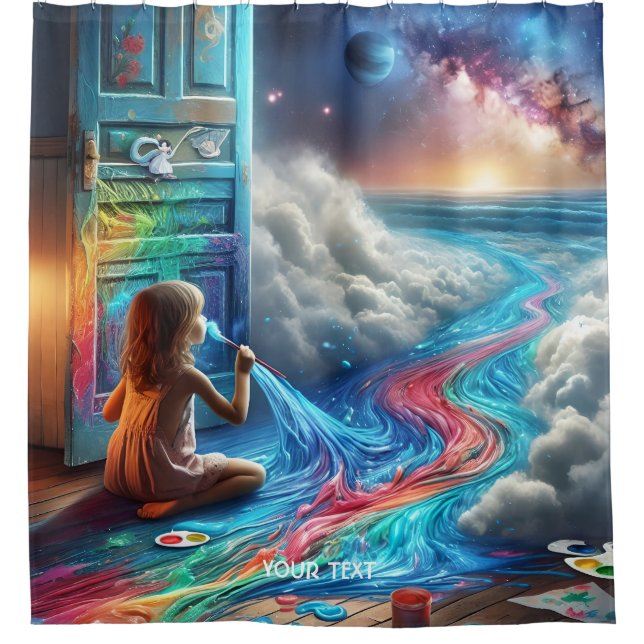 Fantasy Niedlich Painting Girl Duschvorhang (Vorderseite)