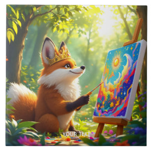 Fantasy Niedlich Painting King Fox Fliese